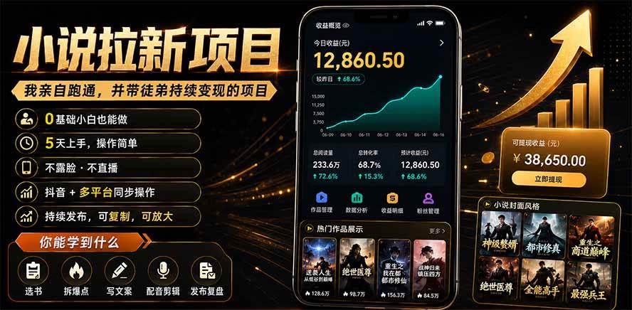（19379期）抖音及多平台小说拉新项目：我亲自跑通并持续带徒弟实操｜0基础小白5天上手快速变现-洛柒笔记