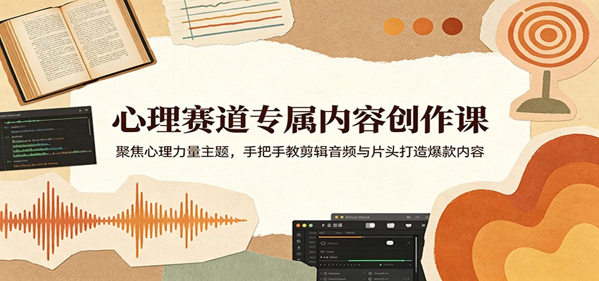 心理赛道专属内容创作课：聚焦心理力量主题，手把手教剪辑音频与片头打造爆款内容-洛柒笔记