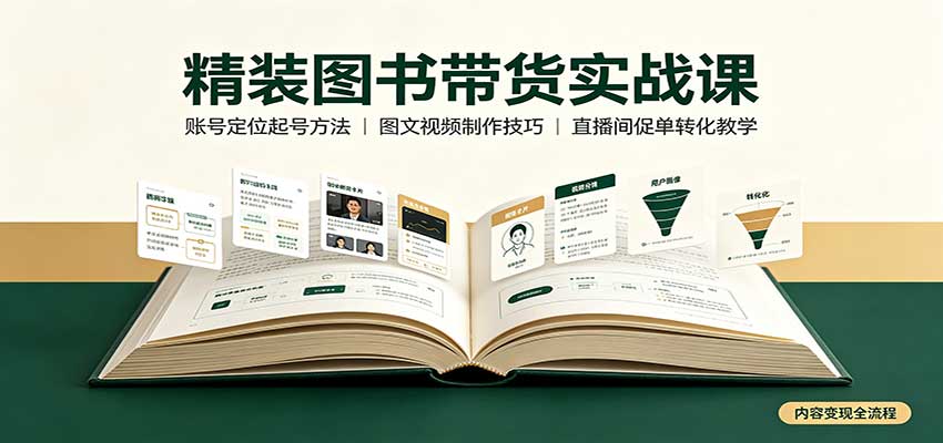 精装图书带货实战课：账号定位起号方法，图文视频制作，促单转化教学-洛柒笔记