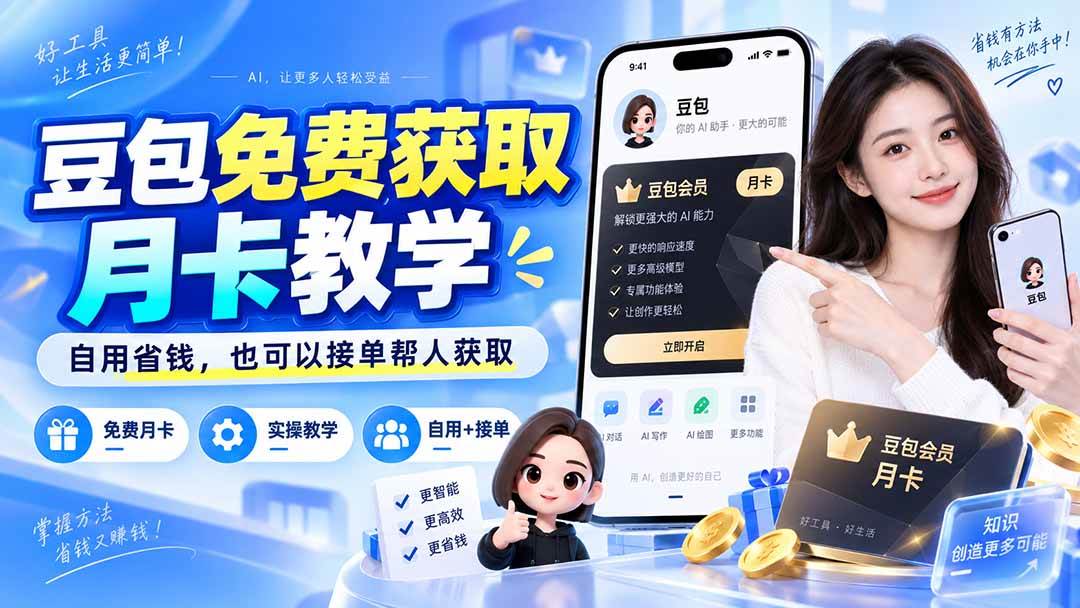 （20358期）豆包免费获取月卡教学，自用省钱，也可以接单帮人获取-洛柒笔记