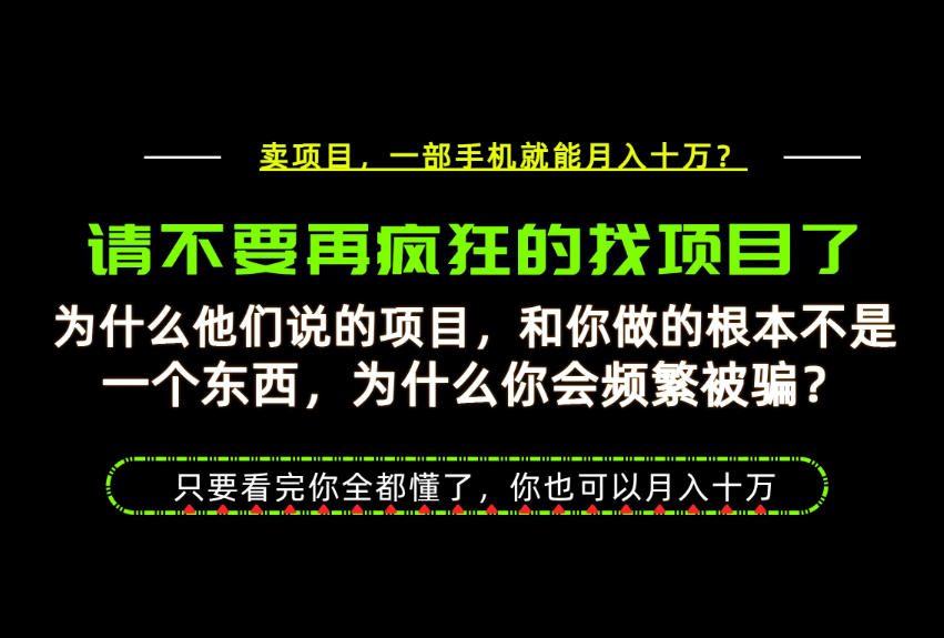 为什么做项目的人大多都是炮灰？为什么只有卖项目才能稳？看完你也可以月入10W+【揭秘】-洛柒笔记
