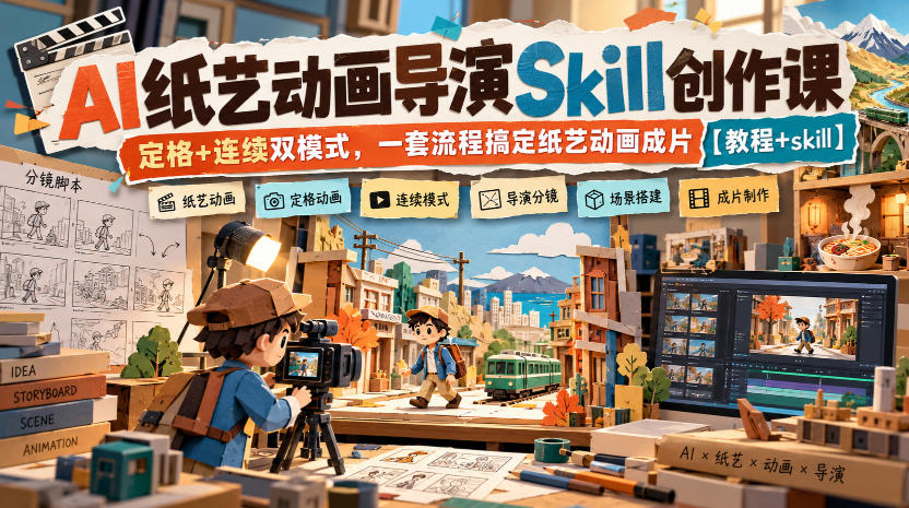 AI纸艺动画导演Skill创作课｜定格+连续双模式，一套流程搞定纸艺动画成片【教程+skill】-洛柒笔记