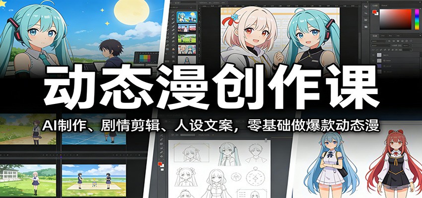 动态漫创作课：AI制作、剧情剪辑、人设文案，零基础做爆款动态漫-洛柒笔记