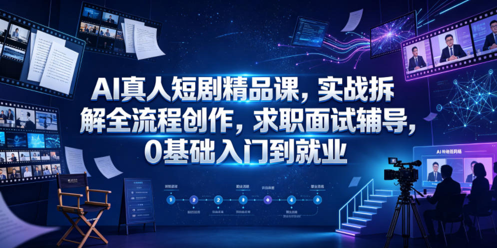 AI真人短剧精品课，实战拆解全流程创作，求职面试辅导，0基础入门到就业-洛柒笔记