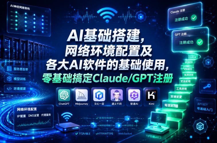 AI基础搭建，网络环境配置及各大AI软件的基础使用，零基础搞定Claude/GPT注册-洛柒笔记