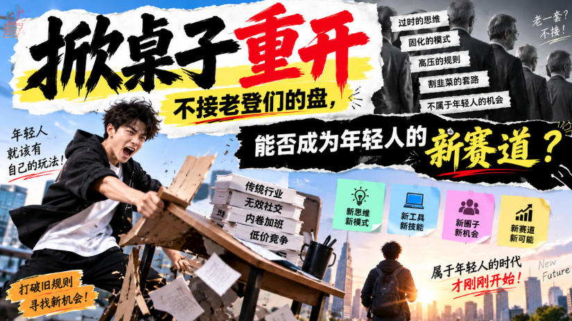 某公众号付费文章：掀桌子重开，不接老登们的盘，能否成为年轻人的新赛道？-洛柒笔记