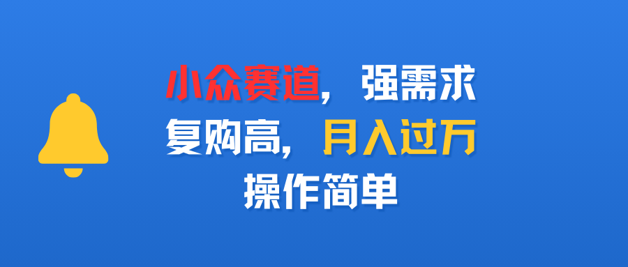 小众赛道，强需求，复购高，月入过万，操作简单-洛柒笔记