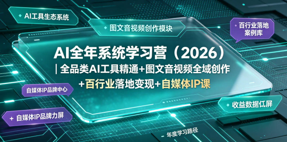 AI全年系统学习营（2026）｜全品类AI工具精通+图文音视频全域创作+百行业落地变现+自媒体IP打造年度进阶大课-洛柒笔记
