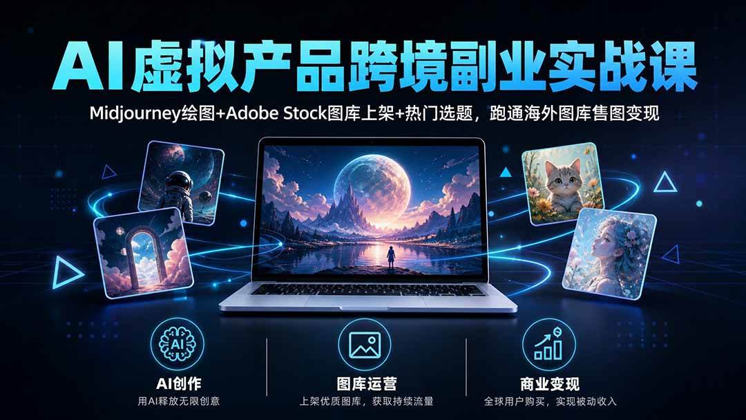 （20514期）AI虚拟产品跨境副业实战课｜Midjourney绘图+Adobe Stock图库上架+热门选题，跑通海外图库售图变现-洛柒笔记