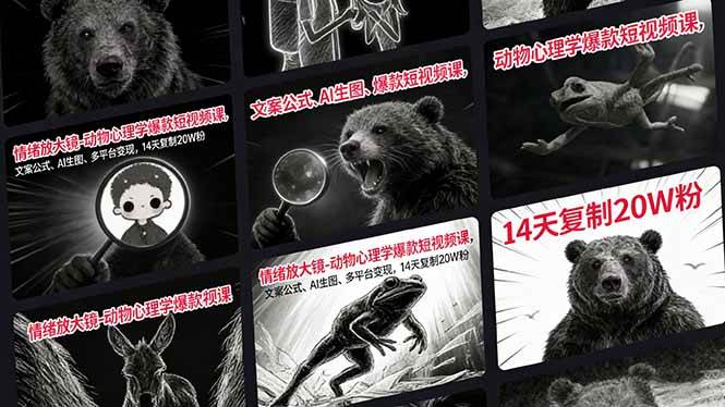 （17376期）情绪放大镜-动物心理学爆款短视频课，文案公式、AI生图、多平台变现，14天复制20W粉-洛柒笔记