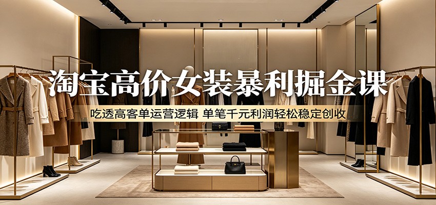 淘宝高价女装暴利掘金课：吃透高客单运营逻辑，单笔千元利润轻松稳定创收-洛柒笔记