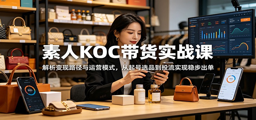 素人KOC带货实战课：解析变现路径与运营模式，从起号选品到投流实现稳步出单-洛柒笔记