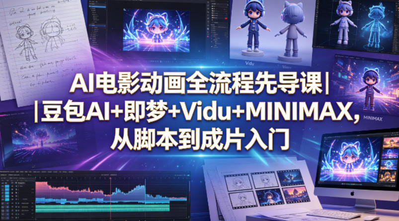 AI电影动画全流程先导课｜豆包AI+即梦+Vidu+MINIMAX，从脚本到成片入门-洛柒笔记