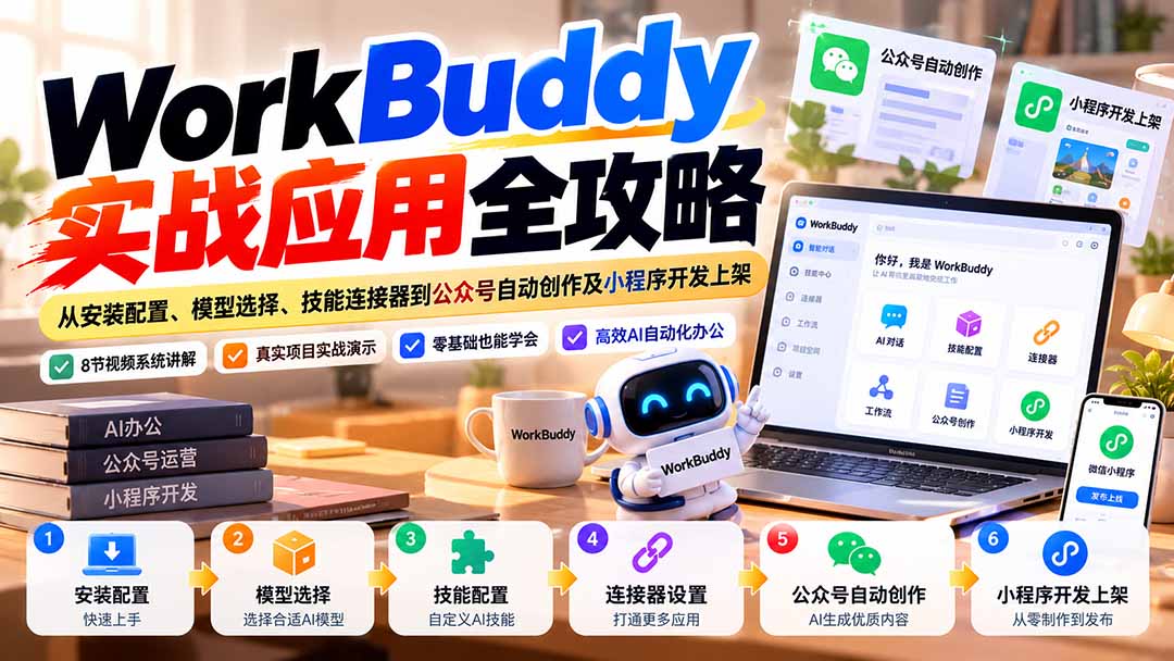 WorkBuddy 实战应用全攻略：从安装配置、模型选择、技能连接器到公众号自动创作及小程序开发上架-洛柒笔记