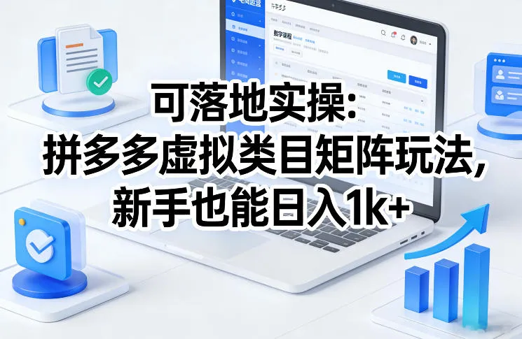 可落地实操：拼多多虚拟类目矩阵玩法，新手也能日入1k+-洛柒笔记
