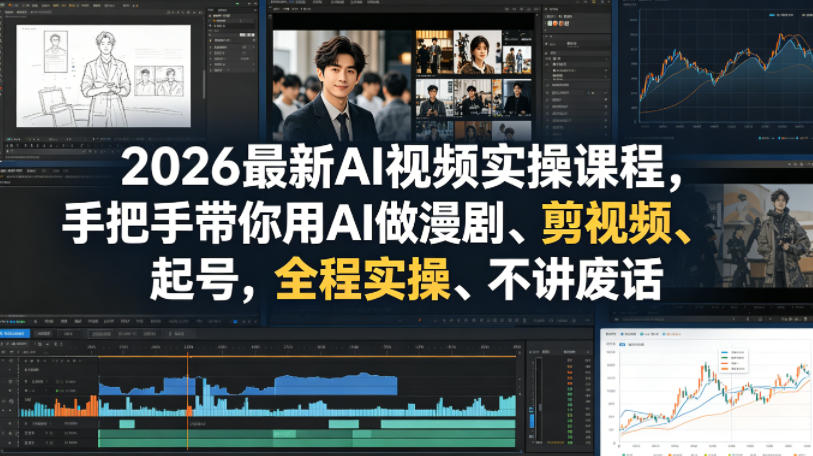 2026最新AI视频实操课程，手把手带你用AI做漫剧、剪视频、起号，全程实操、不讲废话-洛柒笔记