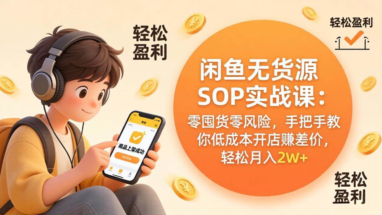 （17838期）闲鱼无货源SOP实战课：零囤货零风险，手把手教你低成本开店赚差价，轻松月入2w+-洛柒笔记