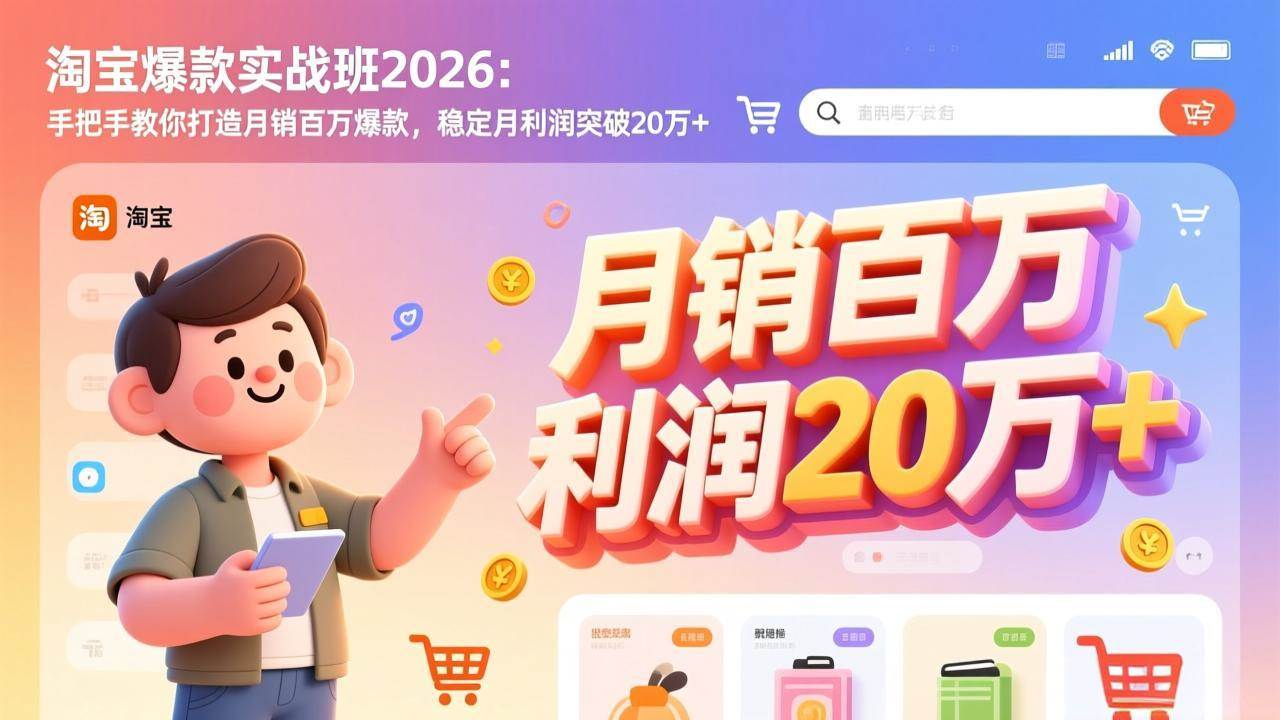 （17209期）淘宝爆款实战班2026：手把手教你打造月销百万爆款，稳定月利润突破20万+-洛柒笔记