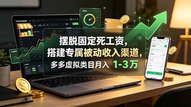 （19166期）摆脱固定死工资，搭建专属被动收入渠道，多多虚拟类目月入 1-3 万-洛柒笔记