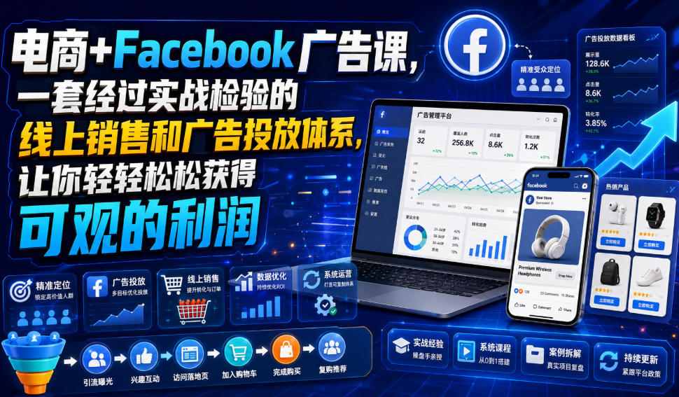 电商+Facebook广告课，一套经过实战检验的线上销售和广告投放体系，让你轻轻松松获得可观的利润【原创双语字幕】-洛柒笔记