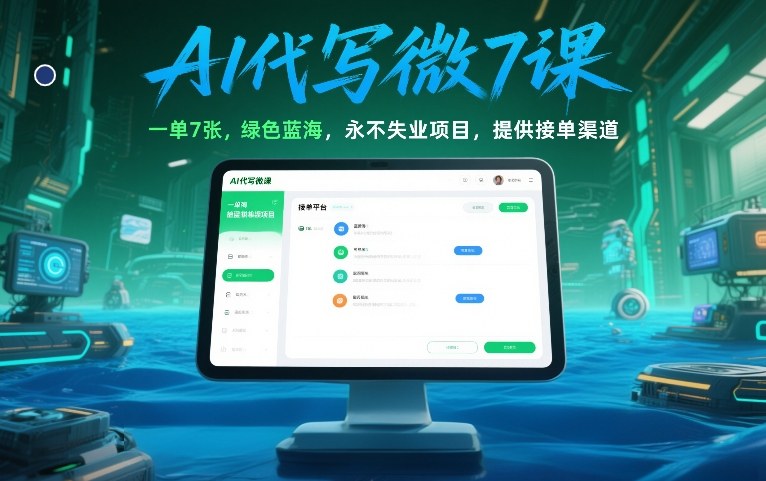 AI代写微课，一单7张，绿色蓝海，永不失业项目，提供接单渠道！-洛柒笔记