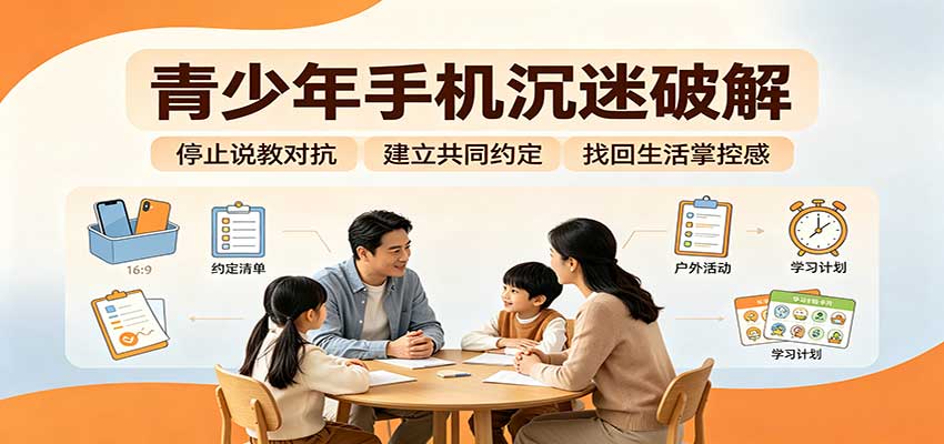 青少年手机沉迷破解：跳出管控说教思维，六步法引导孩子夺回注意力掌控权-洛柒笔记
