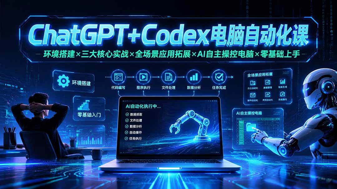 （19583期）ChatGPT+Codex电脑自动化课：环境搭建×三大核心实战×全场景应用拓展×AI自主操控电脑×零基础上手-洛柒笔记
