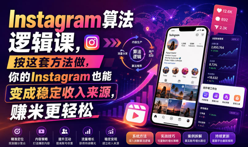 Instagram算法逻辑课，按这套方法做，你的Instagram也能变成稳定收入来源，賺米更轻松【原创双语字幕】-洛柒笔记