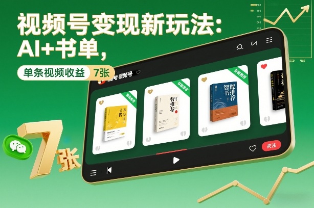 视频号变现新玩法：AI+书单，单条视频收益7张+-洛柒笔记