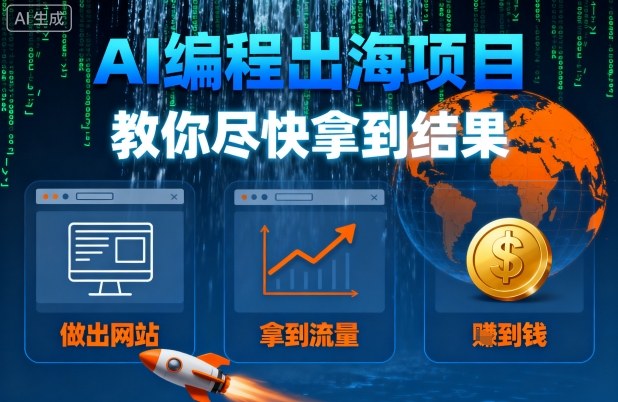 AI编程出海项目，教你尽快拿到结果-做出网站、拿到流量、賺到钱-洛柒笔记