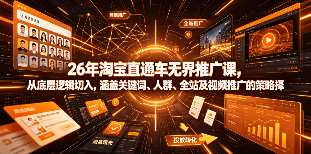 26年淘宝直通车无界推广课，从底层逻辑切入，涵盖关键词、人群、全站及视频推广的策略选择-洛柒笔记
