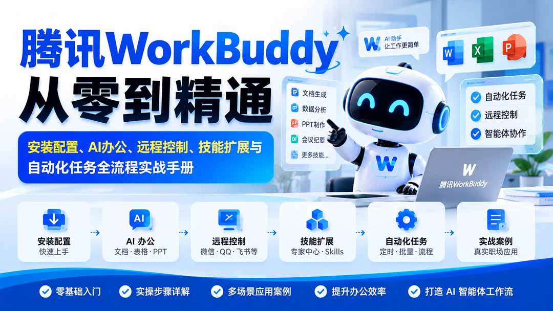 （20977期）腾讯WorkBuddy从零到精通：安装配置、AI办公、远程控制、技能扩展与自动化任务全流程实战手册-洛柒笔记