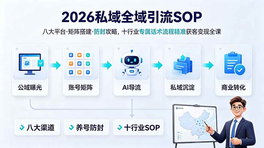 （19248期） 2026私域全域引流SOP｜八大平台·矩阵搭建·防封攻略，十行业专属话术流程精准获客变现全课-洛柒笔记