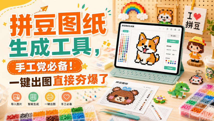 拼豆图纸生成工具，手工党必备！一键出图直接夯爆了-洛柒笔记