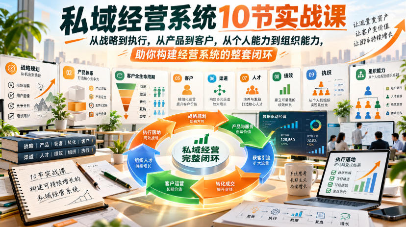 私域经营系统10节实战课，从战略到执行，从产品到客户，从个人能力到组织能力，助你构建经营系统的整套闭环（完整）-洛柒笔记