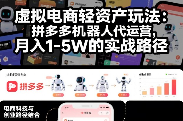 虚拟电商轻资产玩法：拼多多机器人代运营，月入1-5W的实战路径【揭秘】-洛柒笔记