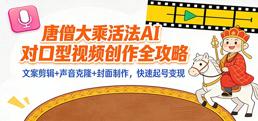 “大乘活法”AI对口型视频创作全攻略：文案剪辑+声音克隆+封面制作，快速起号变现-洛柒笔记