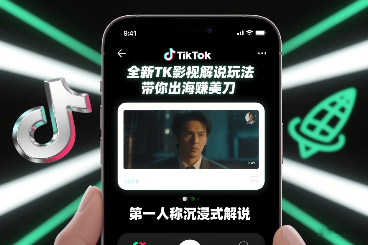 TikTok第一人称影视解说教学，全新TK影视解说玩法，带你出海賺美刀-洛柒笔记