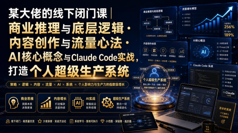 某大佬的线下闭门课｜商业推理与底层逻辑・内容创作与流量心法・AI核心概念与Claude Code实战，打造个人超级生产系统【录音+图片】-洛柒笔记