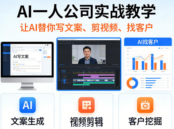 AI一人公司实战教学，让AI替你写文案、剪视频、找客户-洛柒笔记