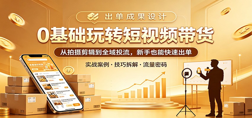 0基础玩转短视频带货：从拍摄剪辑到全域投流，新手也能快速出单-洛柒笔记