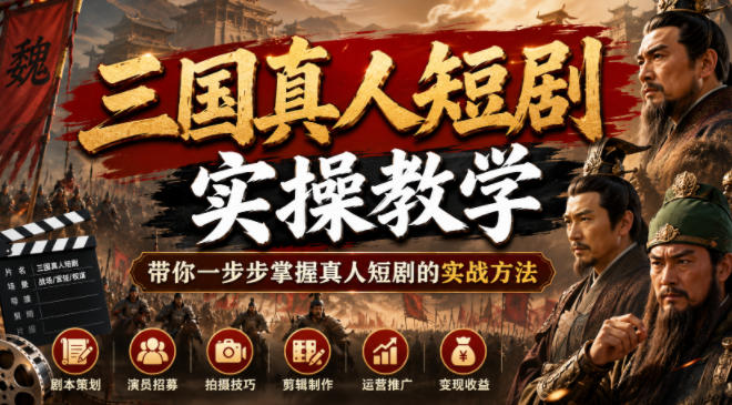 三国真人短剧实操教学，带你一步步掌握真人短剧的实战方法-洛柒笔记