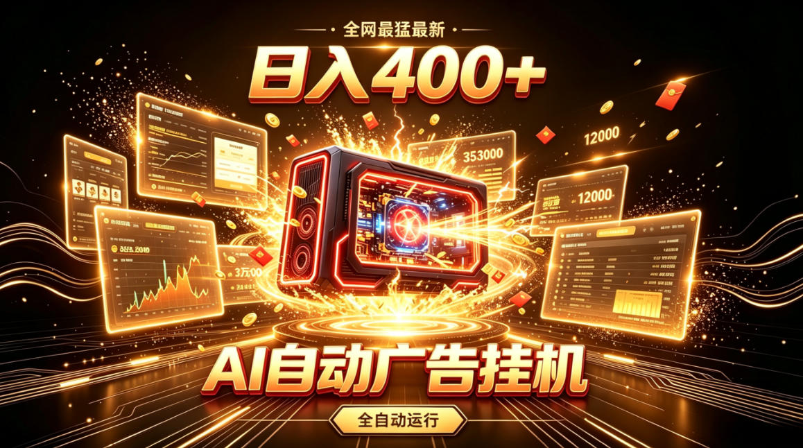 全网最猛最新的AI自动广告挂G，狠收益日入400+，真正做到躺賺式变现【揭秘】-洛柒笔记