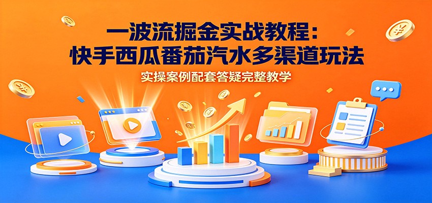 一波流掘金实战教程：快手西瓜番茄汽水多渠道玩法，实操案例配套答疑完整教学-洛柒笔记