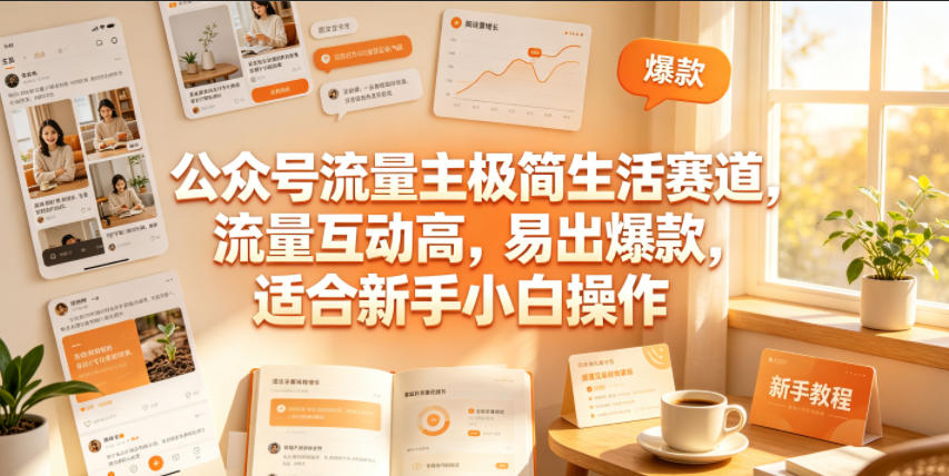 公众号流量主极简生活赛道，流量互动高，易出爆款，适合新手小白操作-洛柒笔记
