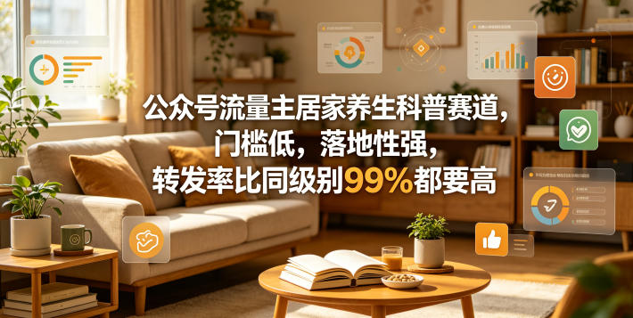 公众号流量主居家养生科普赛道，门槛低，落地性强，转发率比同级别99％都要高-洛柒笔记
