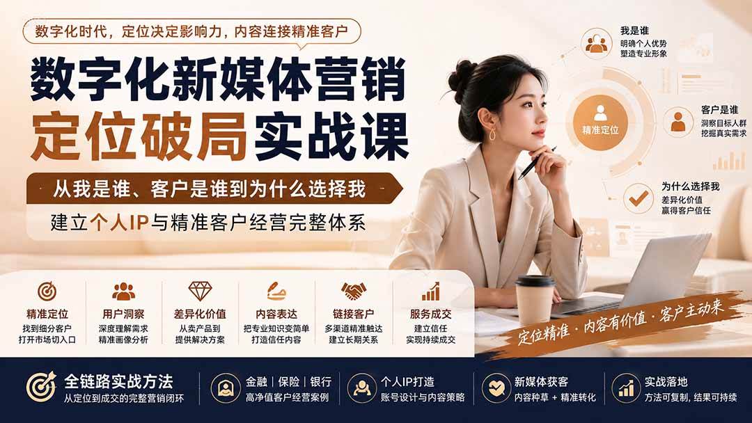 （20009期）数字化新媒体营销定位破局实战课：从我是谁、客户是谁到为什么选择我，建立个人IP与精准客户经营完整体系-洛柒笔记