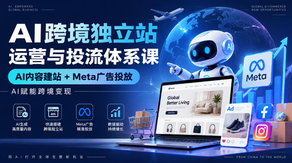 AI跨境独立站运营与投流体系课｜AI内容建站+Meta广告投放，AI赋能跨境变现-洛柒笔记