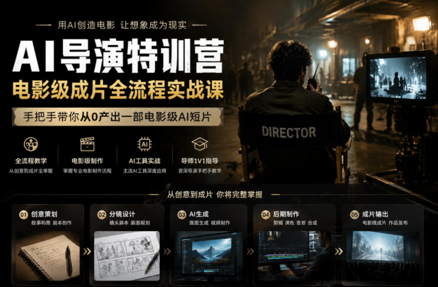 AI导演特训营，电影级成片全流程实战课，手把手带你从0产出一部电影级AI短片-洛柒笔记