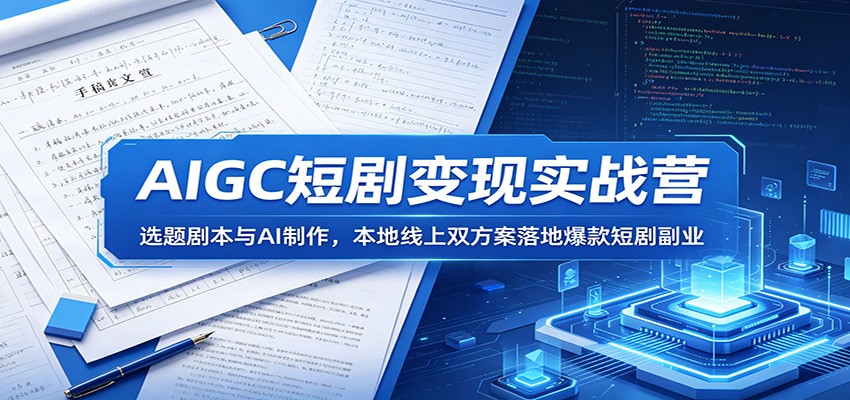 AIGC短剧变现实战营：选题剧本与AI制作，本地线上双方案落地爆款短剧副业-洛柒笔记